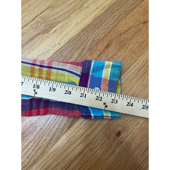 Soft Surroundings Women's Blue M Button-Up Cotton Tunic Shirt Plaid Boho Casual - Picture 9 of 10